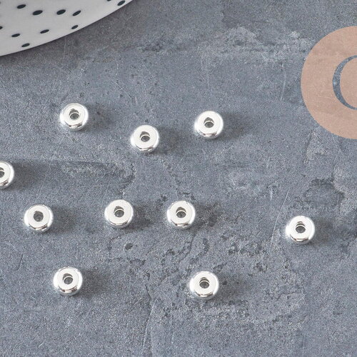 Perles intercalaires rondelles acier 304 inoxydable argenté 5mm, x10 (g11173)