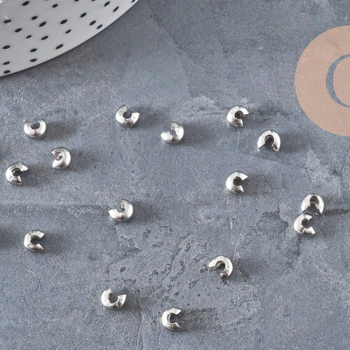 Caches perles à écraser acier 304 platine 5.5x4.5mm, x20 (g11178)