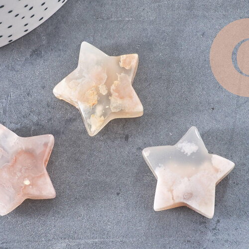 Décorations pour la maison en agate de fleurs de cerisier naturelles, étoiles du nord, x1 g8249