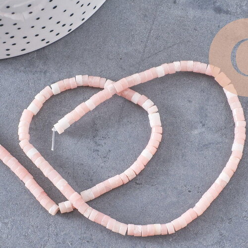 Perle rondelle heishi jade rose, jade naturel, perle pierre, 4.5mm ,fil de 160 perles, x1 (g3550)