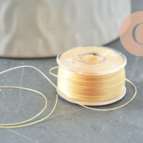Fil pour tissage de perles delica miyuki nylon jaune clair 0.1mm, x1 rouleau 91 mètres (g10566)