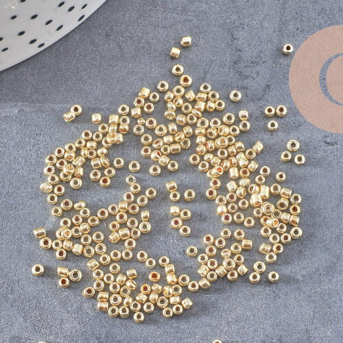 Petites perles rocaille dorée brillantes 2mm, x 20gr (g2034)