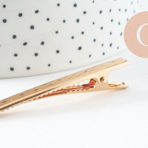 Support barrette pince doré 60mm, x2 (g3314)