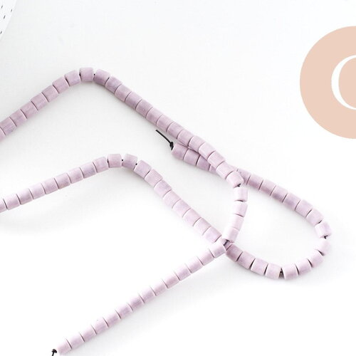Perle agate heishi tube violet clair 4mm, perle agate naturelle, pierre naturelle, x1 fil de 100 perles (g5863)