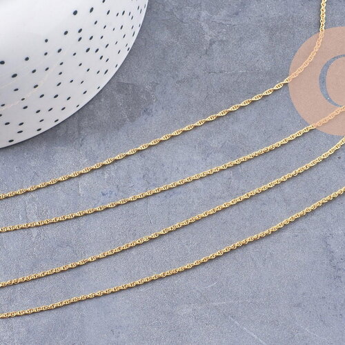 Collier chaine fine dorée singapour 16k,chaine plaquée or 0.5 microns, 1.8 mm, x 1mètre (g2443)