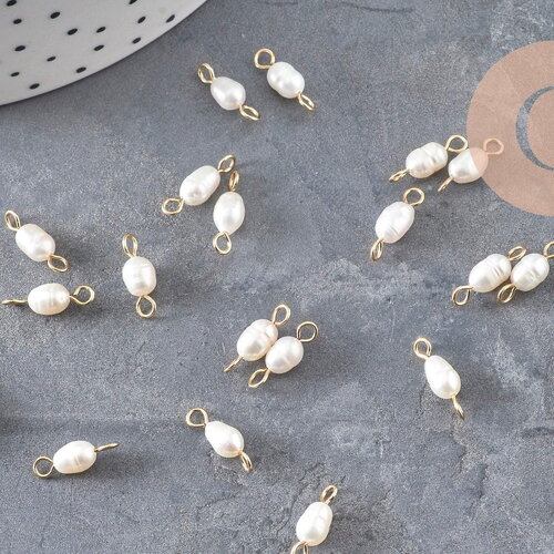 Pendentif connecteur perle naturelle acier 304 inoxydable 11.5mm, x1 (g11053)