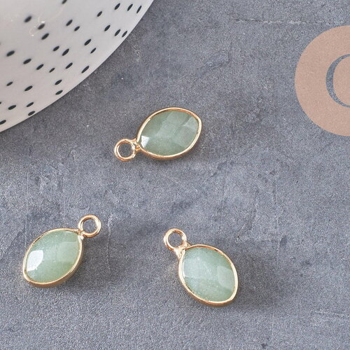 Pendentif goutte aventurine verte naturelle 17mm, x1 (g3056)