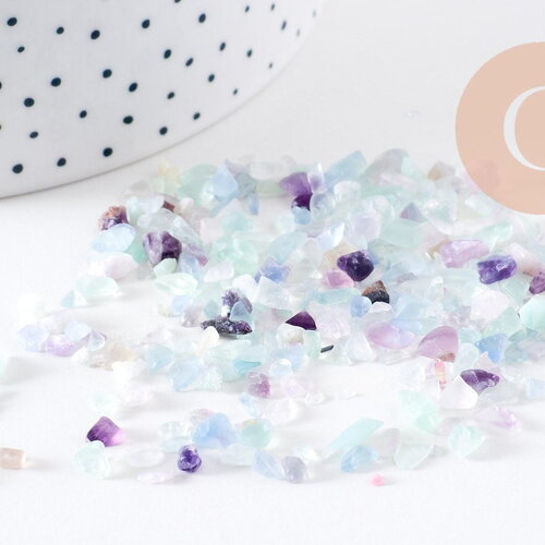 Sable chips pierre fluorite naturelle 3~10mm non percé, x20gr (g0233)