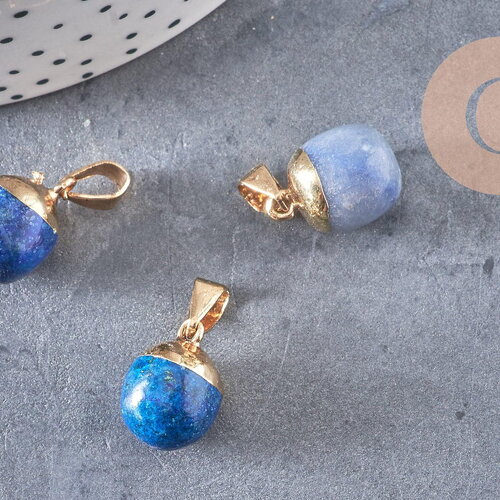Pendentif goutte jade bleu foncé doré, fournitures créatives, pendentif pierre,jade naturel, jade bleu teinté,17-19mm, x1 g3716