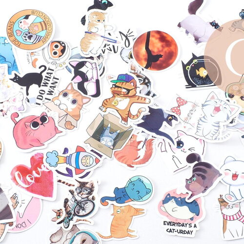 Autocollant chats variés 40x70mm, x50 (g10539)