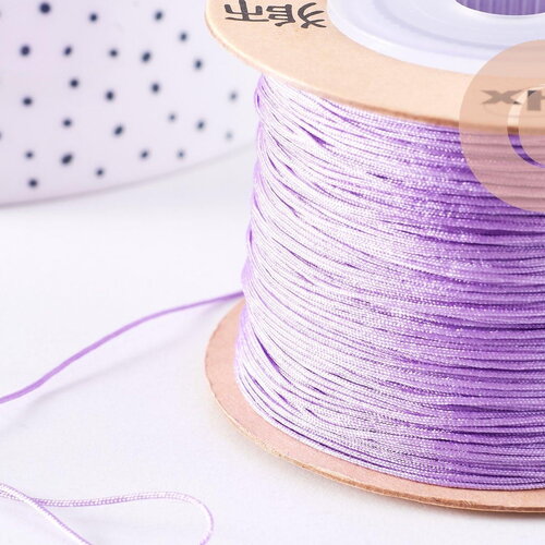 Cordon violet clair tressé polyester 0.6mm, x1 mètre (g10666)