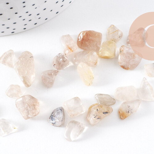 Sable pierre chips quartz rutile naturel 2~7mm non percé, x20 grammes (g0400)