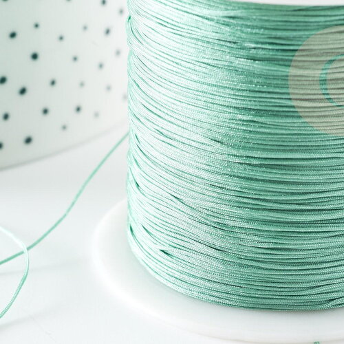 Cordon fil de jade turquoise clair polyester 0.5mm, cordon pour création de bijoux x1 mètre g9340