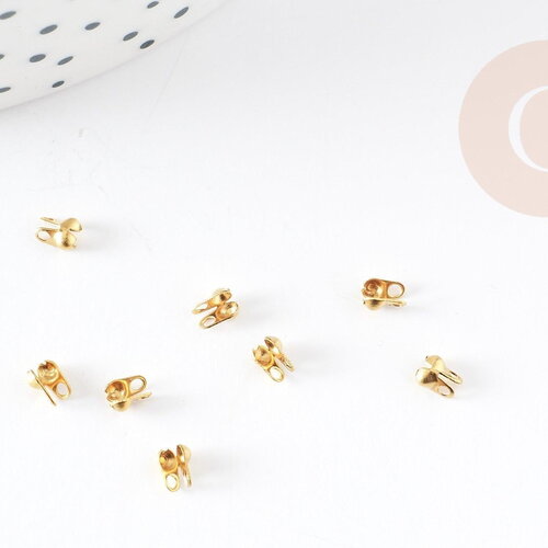 Connecteur chaine boule laiton brut avec trou 3mm, x1gr (g1518)