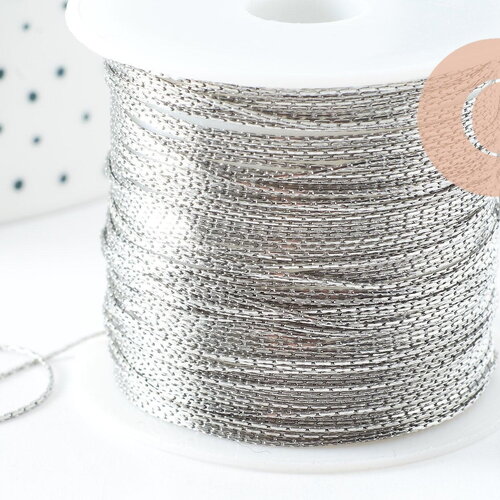 Chaine serpent fine acier 304 inoxydable platine 0.5mm, x1 mètre (g10014)