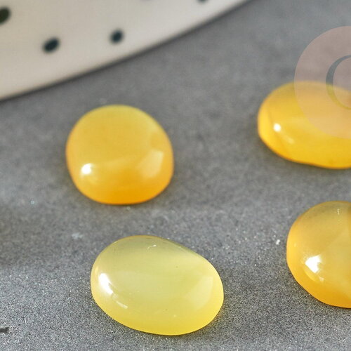 Cabochon ovale agate naturelle jaune 10x8mm, x1 (g1672)