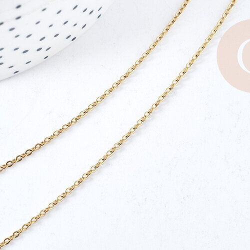 Collier collier avec fermoir maille forçat acier inoxydable 304 doré pvd 1.5mm/45cm, x1 (g8778)