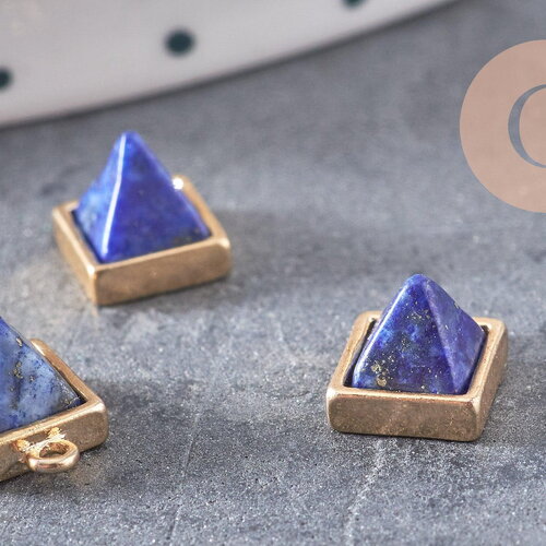 Pendentif carré lapis lazulis, pendentif pierre,lapis naturel, pierre bleue,pierre naturelle,8mm, x2 (g0932)