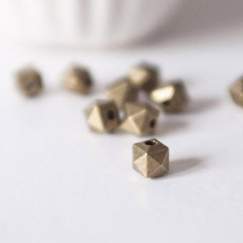 Perles hexagone zamac bronze intercalaires 4mm, x10 (g2754)