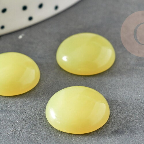 Cabochon rond jade naturel jaune 16mm, x1 (g2279)