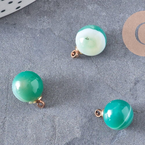 Pendentif goutte rond agate verte rayée, support doré, création bijoux pierre naturelle, pendentif pierre naturelle, 14mm, x1, g4486