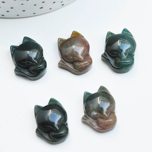 Pendentif renard agate indienne naturelle pour création de bijou en pierre, pendentif pierre ,23mm, x1 g4573