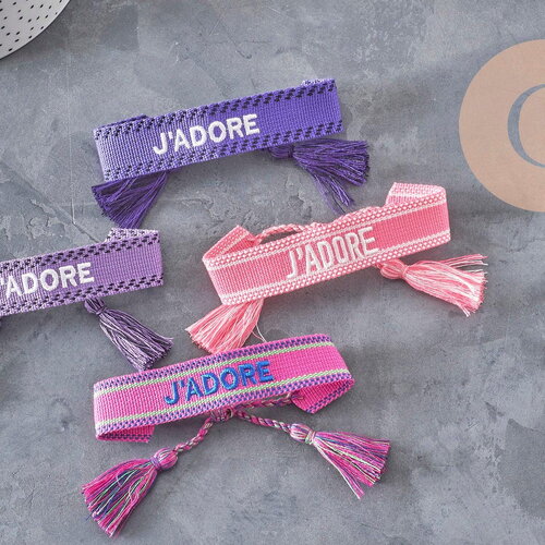 Bracelet brodé j'adore hope efjf, x1 (g7649)