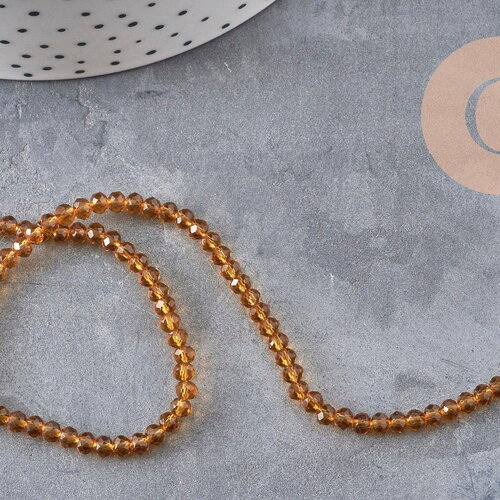 Perles abacus cristal jaune doré transparent 3.5mm, x1 fil de 29cm (g11068)