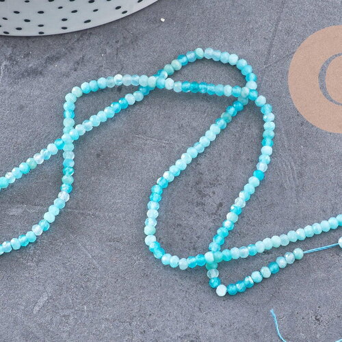 Perle amazonite naturelle abacus 3x2mm, x1 fil de 40cm (g5218)