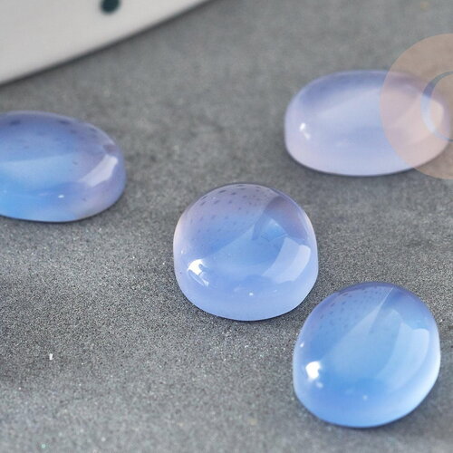 Cabochon ovale agate naturelle bleue 10x8mm, x1 (g1669)