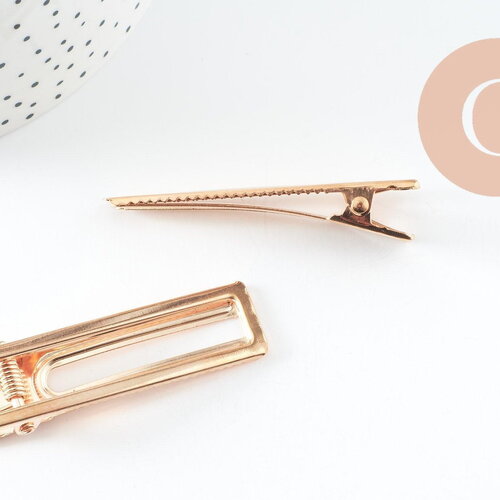 Support barrette fer doré rectangle 60mm, x5 (g4699)