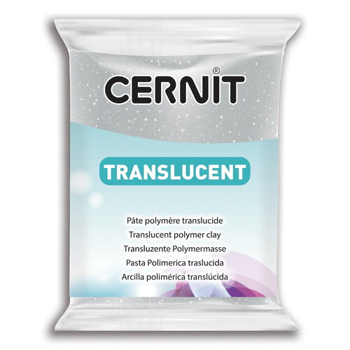 Pâte polymère cernit translucent - glitter argent x56g (g10468)