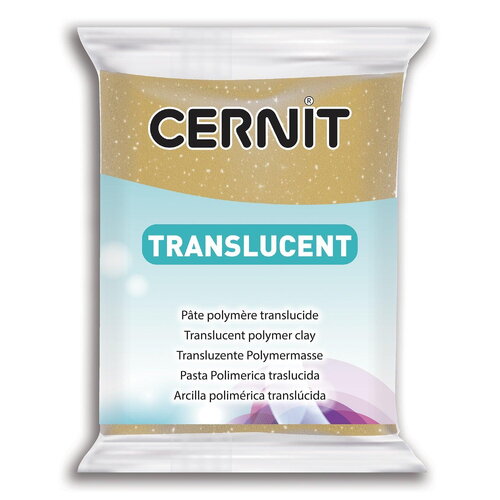 Pâte polymère cernit translucent - glitter or x56g (g10465)