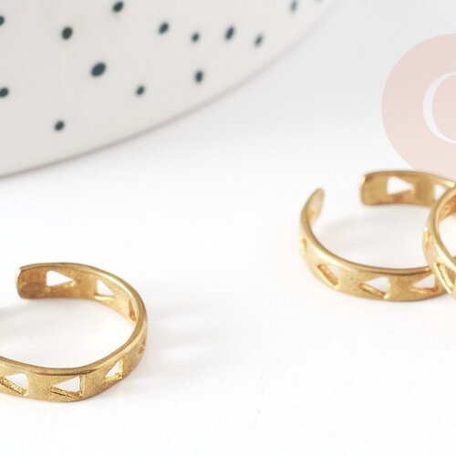 Bague réglable triangle dentelle fine laiton brut 16mm x2 (g3756)