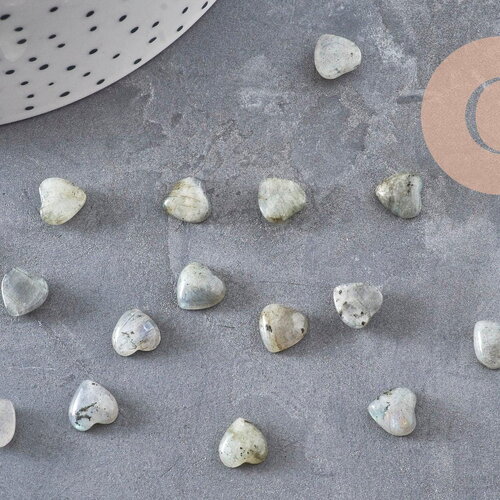 Cabochon coeur labradorite naturelle 8x8mm, x1 (g11047)