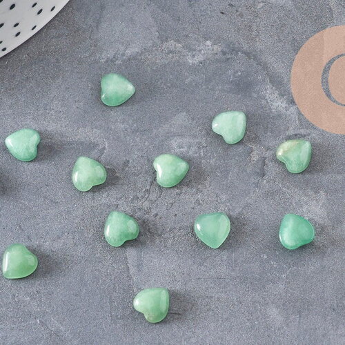 Cabochon coeur aventurine naturelle 8x8mm, x1 (g11044)