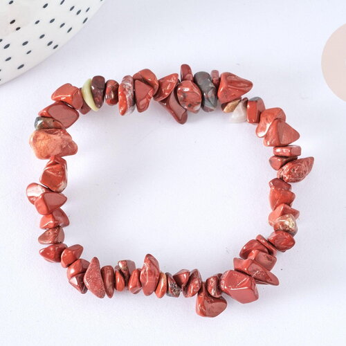 Bracelet élastique chips jaspe rouge naturel 50mm, x1 (g7074)