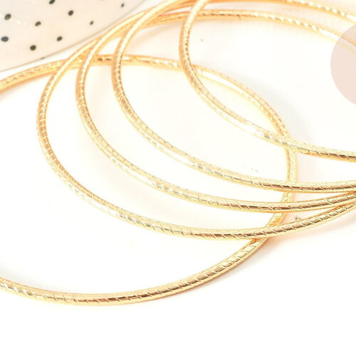 Bracelet jonc texturé rond acier 304 inoxydable doré 68mm, x1 (g7735)