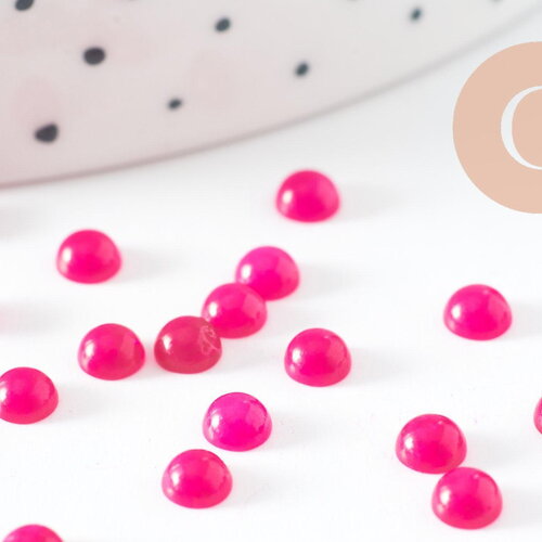 Cabochon rond jade naturel rose fuchsia 4mm, x1 (g9952)