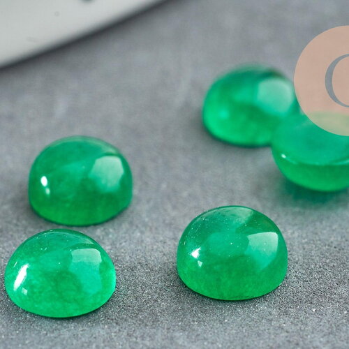 Cabochon rond jade naturel vert 6mm, x1 (g2969)