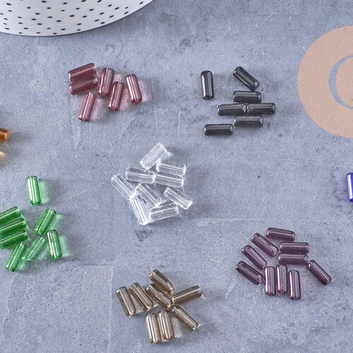 Perles tube verre coloré 10mm, x20 (g1082)