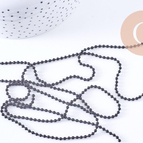 Chaine boule noire intense 2mm, x1 mètre (g10632)