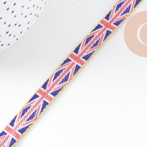 Ruban texte drapeaux pays 10mm, un ruban brodé de qualité pour travaux de couture ou création de bijoux, x1 mètre (g10831)