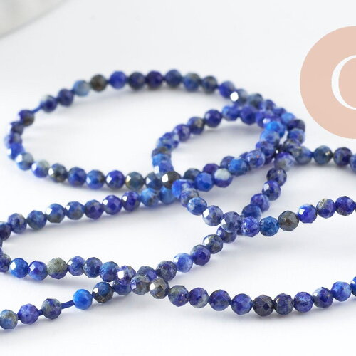 Perle ronde lapis lazuli naturel 2mm, x1 fil de 43cm (g3118)