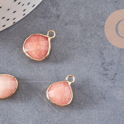 Pendentif goutte jade rose corail,pendentif bijoux, pendentif jade,pendentif pierre,jade naturel, pendentif jade,18mm, x1 g5172