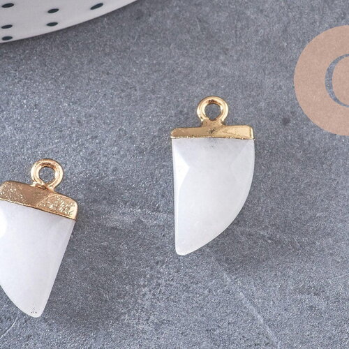 Pendentif corne jade blanc,pendentif bijoux, jade naturel,jade blanc,pendentif jade,21mm, x1 (g0834)