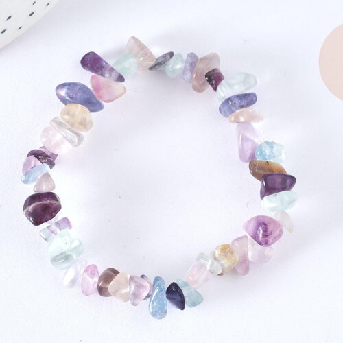 Bracelet élastique chips fluorite naturelle 50mm, x1 (g7079)