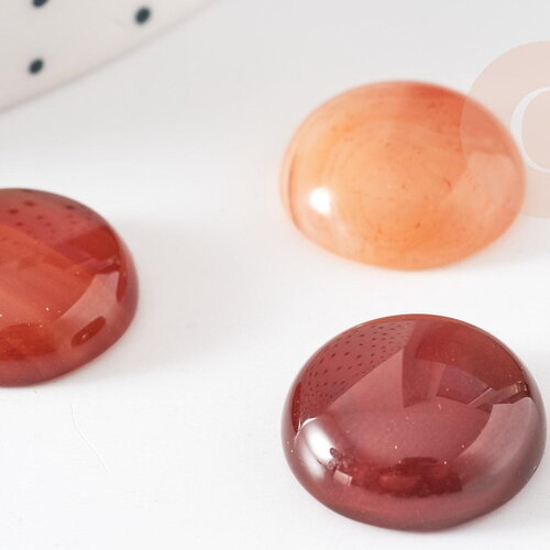 Cabochon rond agate naturelle orange 16mm, x1 (g2428)