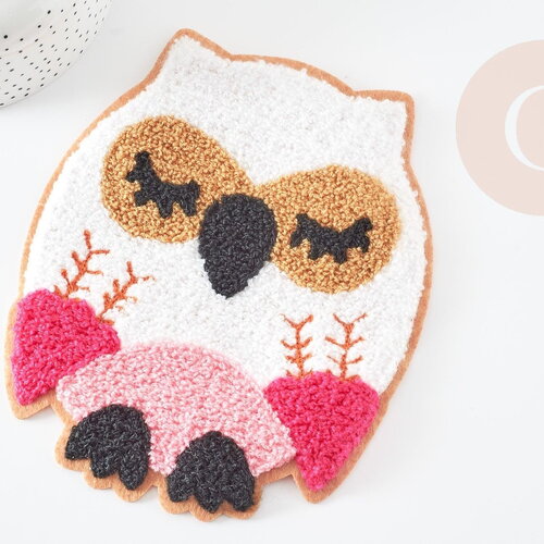 Ecusson eponge à repasser hibou chouette rose customisation vêtement, écusson thermocollant,patch écusson brodé,18cm, x1 g2859