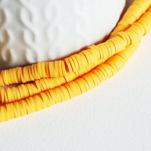 Perles polymère orange heishi 6mm, x1 fil de 40cm (g0712)